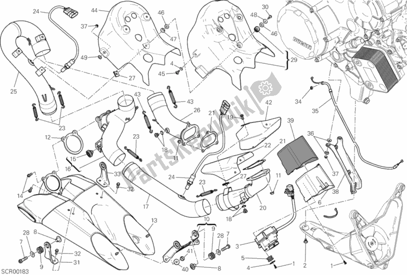 All parts for the Gruppo Scarico of the Ducati Superbike 1199 Panigale ABS USA 2014